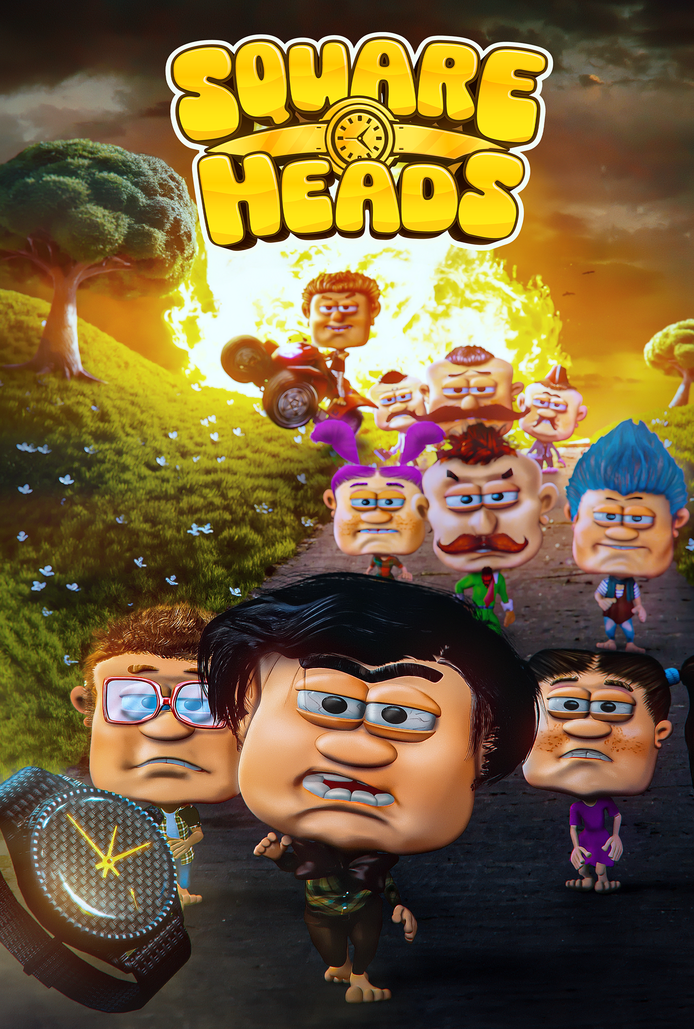 Square Heads (Kare Kafalar) animated film poster by Digitoons.